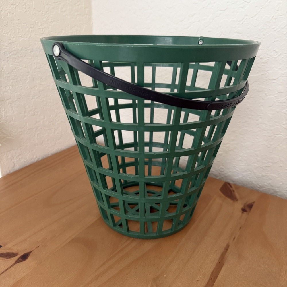 Vintage Large Durable Green Driving Range Golf Ball Basket Made In USA Wittek